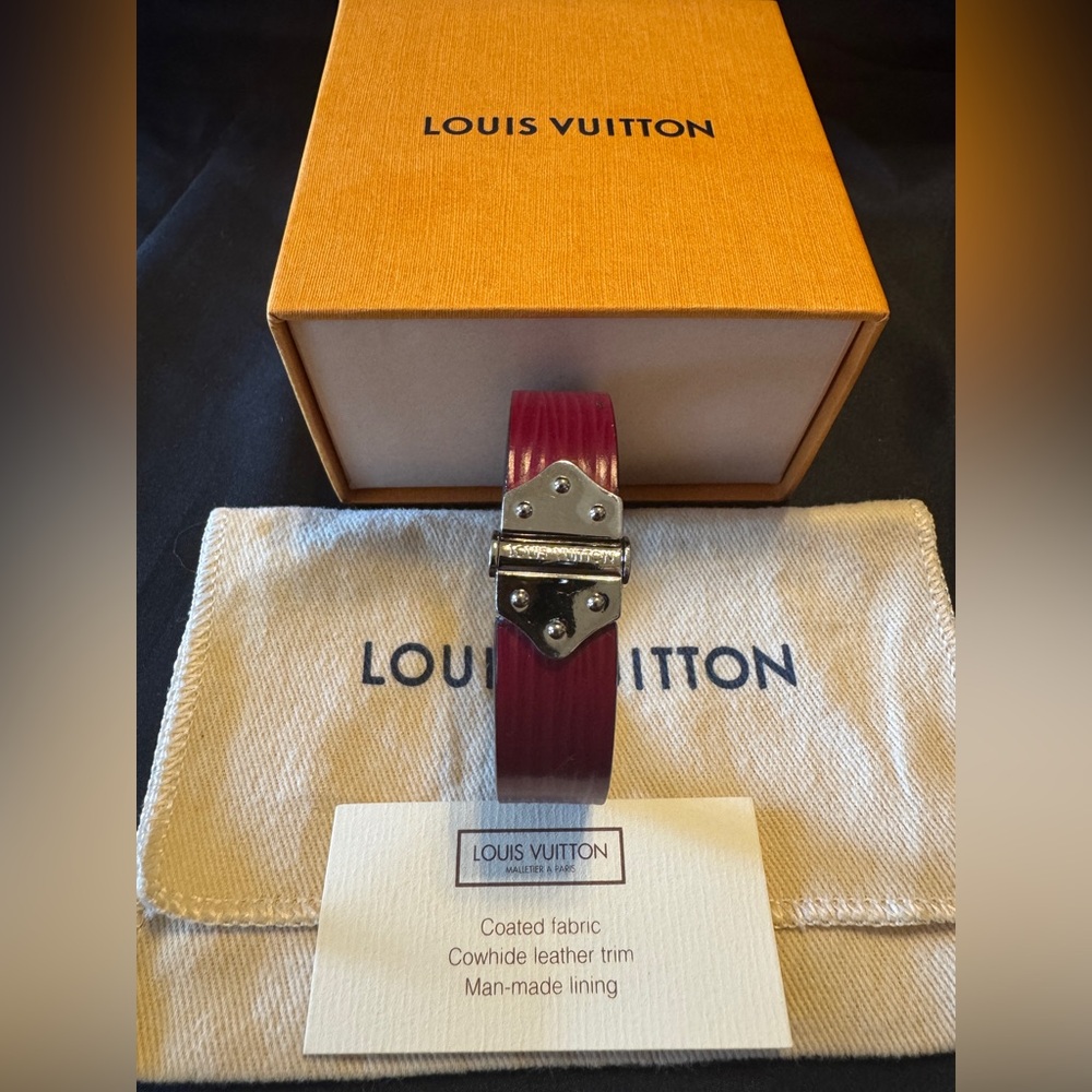 Louis Vuitton Red EPI Leather Bracelet with Silver Hardware - Full Inclusion